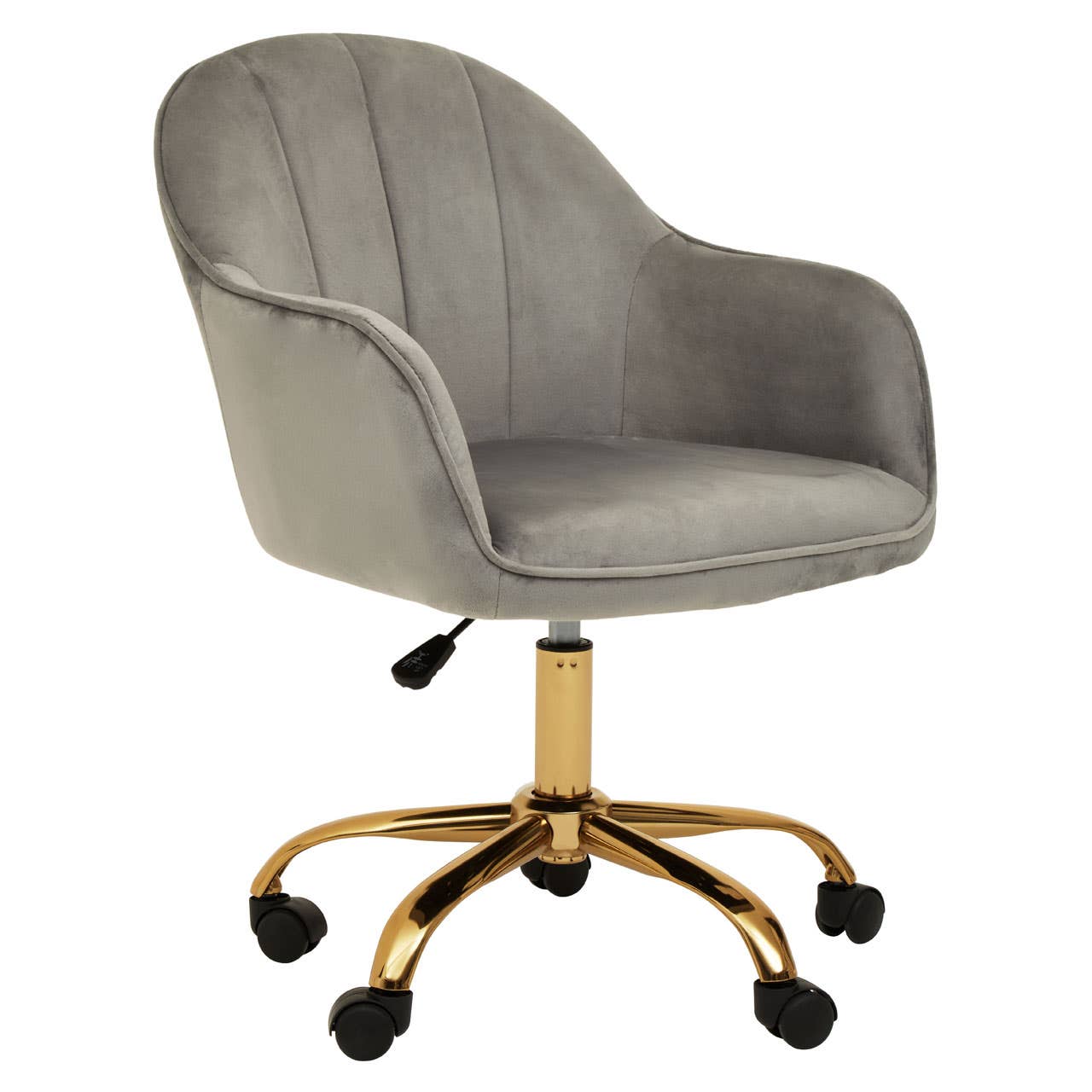 Noosa & Co. Living Brent Grey Velvet And Gold Home Office Chair House of Isabella UK