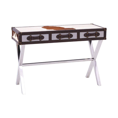 Noosa & Co. Living Brown/White Genuine Cowhide Console Table House of Isabella UK
