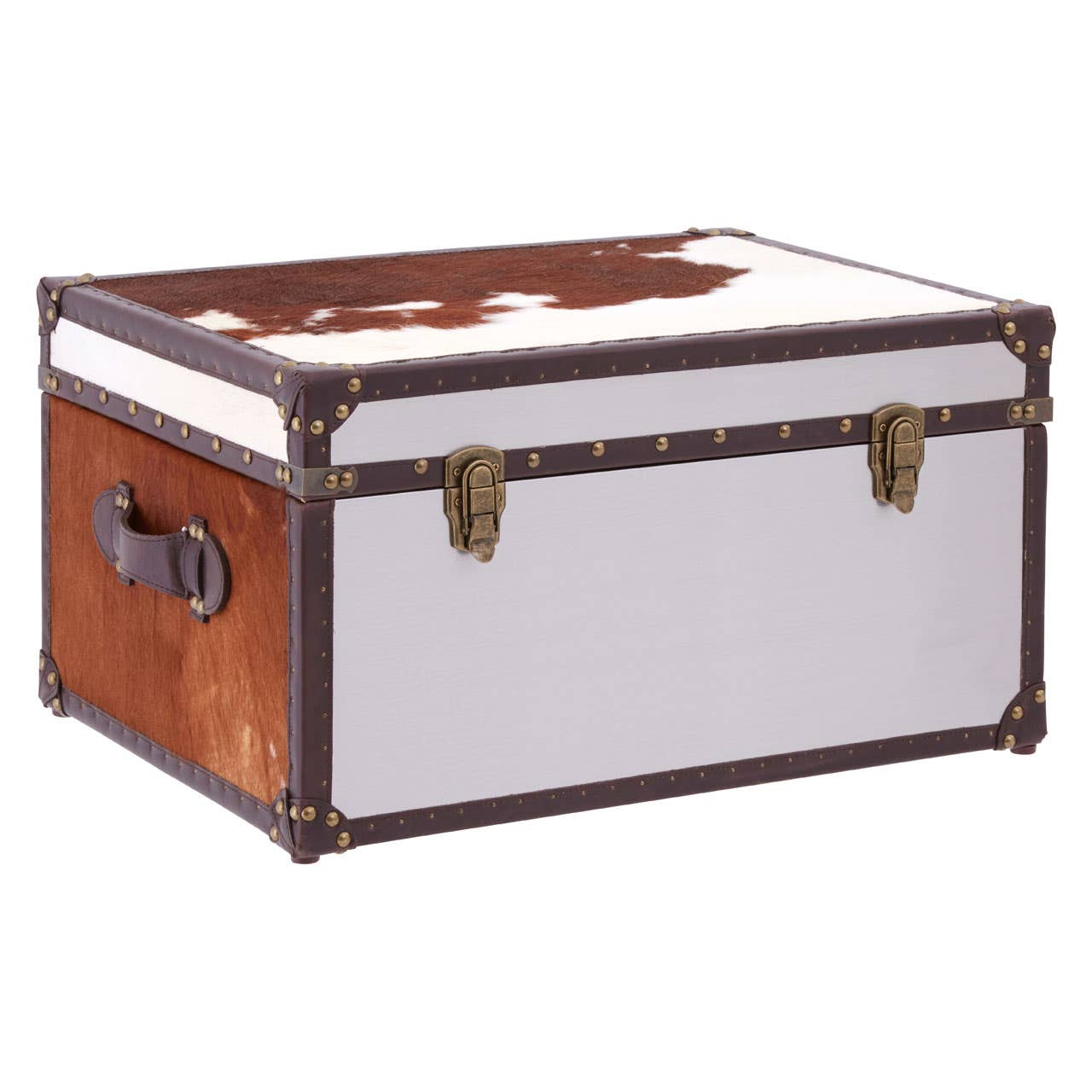 Noosa & Co. Living Brown/White Genuine Cowhide Storage Trunk House of Isabella UK