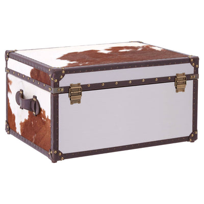 Noosa & Co. Living Brown/White Genuine Cowhide Storage Trunk House of Isabella UK