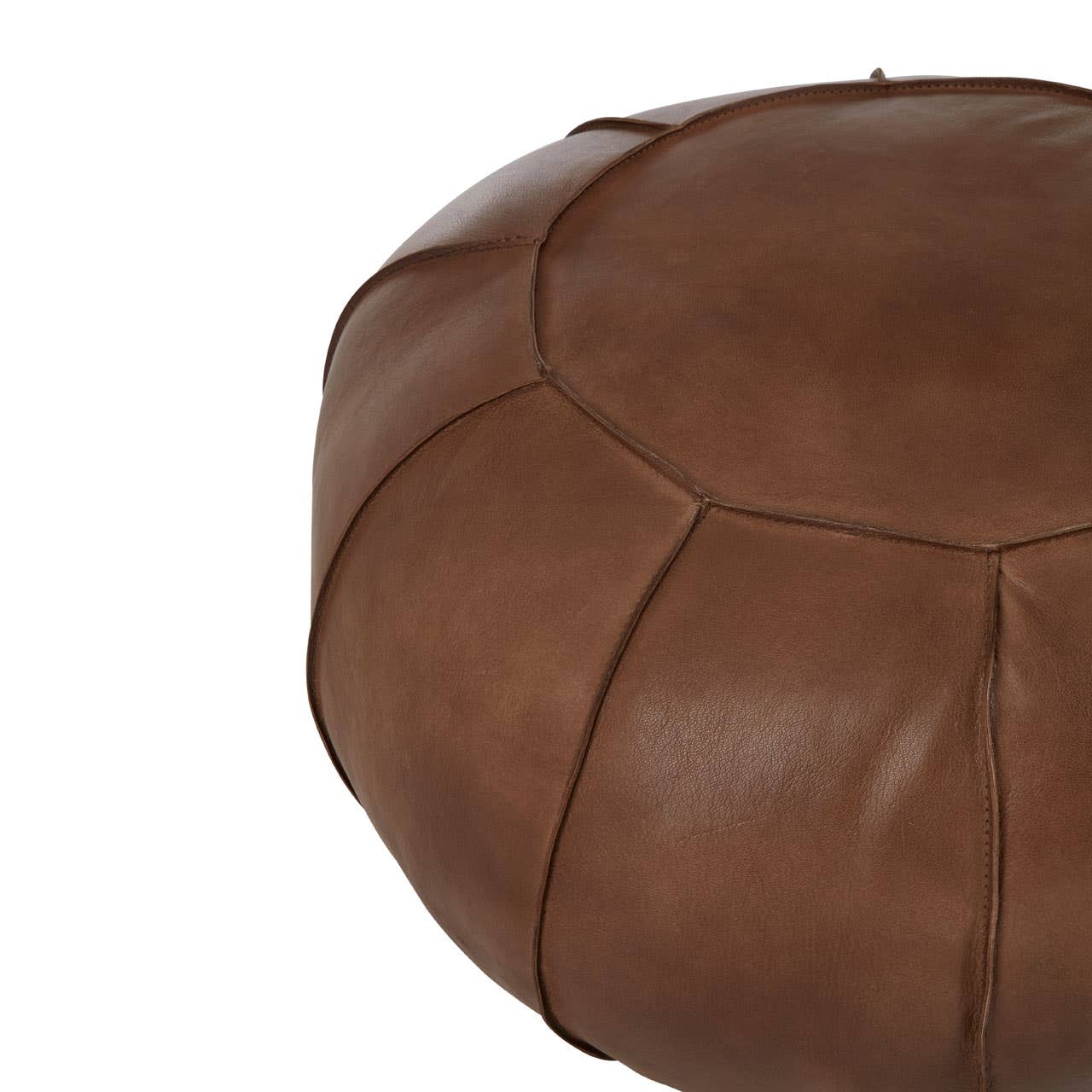 Noosa & Co. Living Buffalo Brown Leather Pouffe House of Isabella UK
