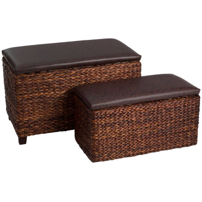 Noosa & Co. Living Cattail Leaf Ottoman Storage - Set Of 2 House of Isabella UK