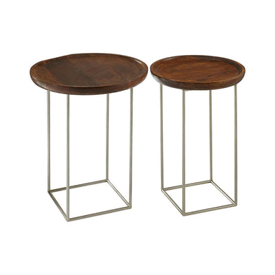 Noosa & Co. Living Crest Silver Iron / Wood Tops Side Tables House of Isabella UK