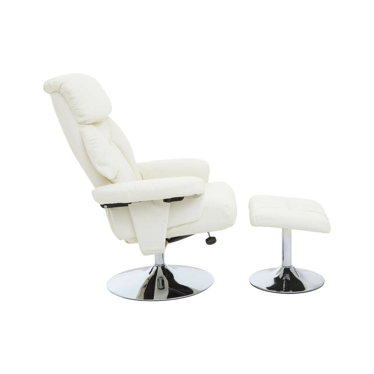 Noosa & Co. Living Denton Ivory Leather Effect Reclining Chair And Footstool House of Isabella UK