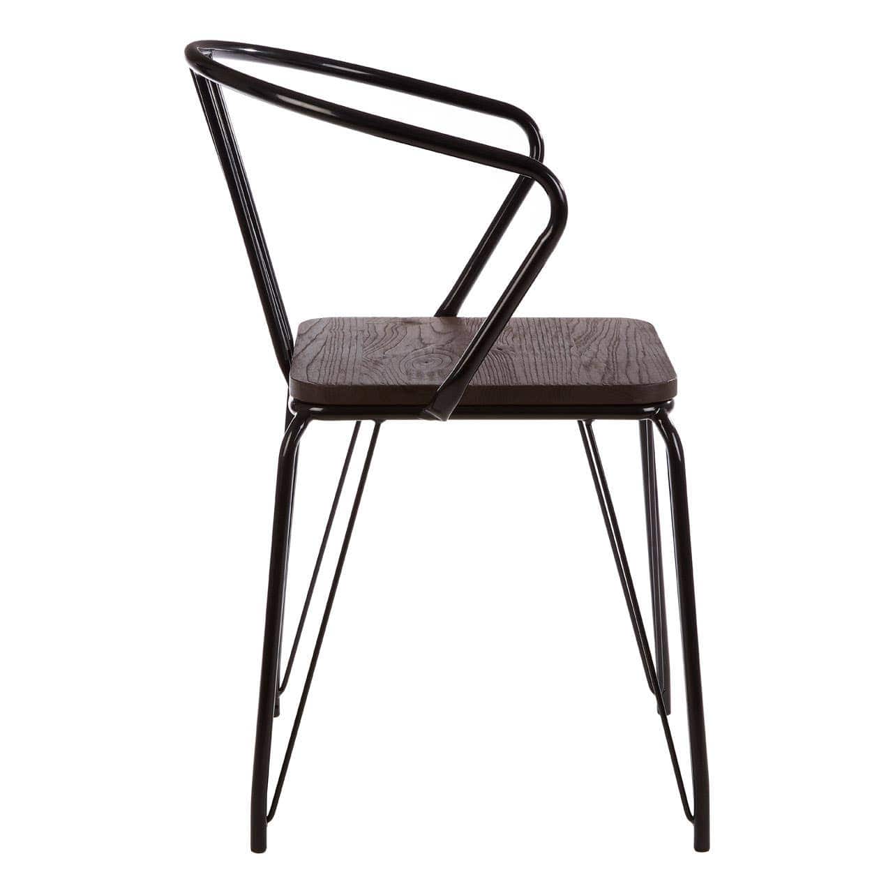 Noosa & Co. Living District Black Metal And Elm Wood Arm Chair House of Isabella UK