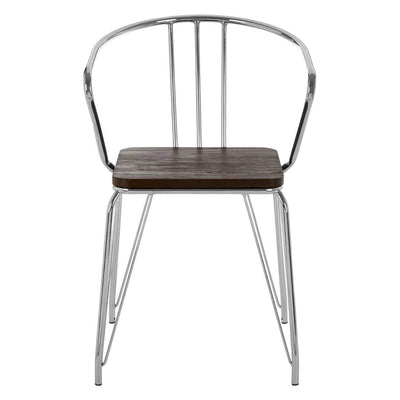 Noosa & Co. Living District Chrome Metal And Elm Wood Arm Chair House of Isabella UK
