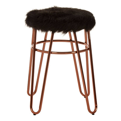 Noosa & Co. Living District Faux Fur Rose Gold Finish Stool House of Isabella UK