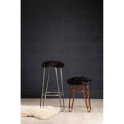 Noosa & Co. Living District Faux Fur Rose Gold Finish Stool House of Isabella UK
