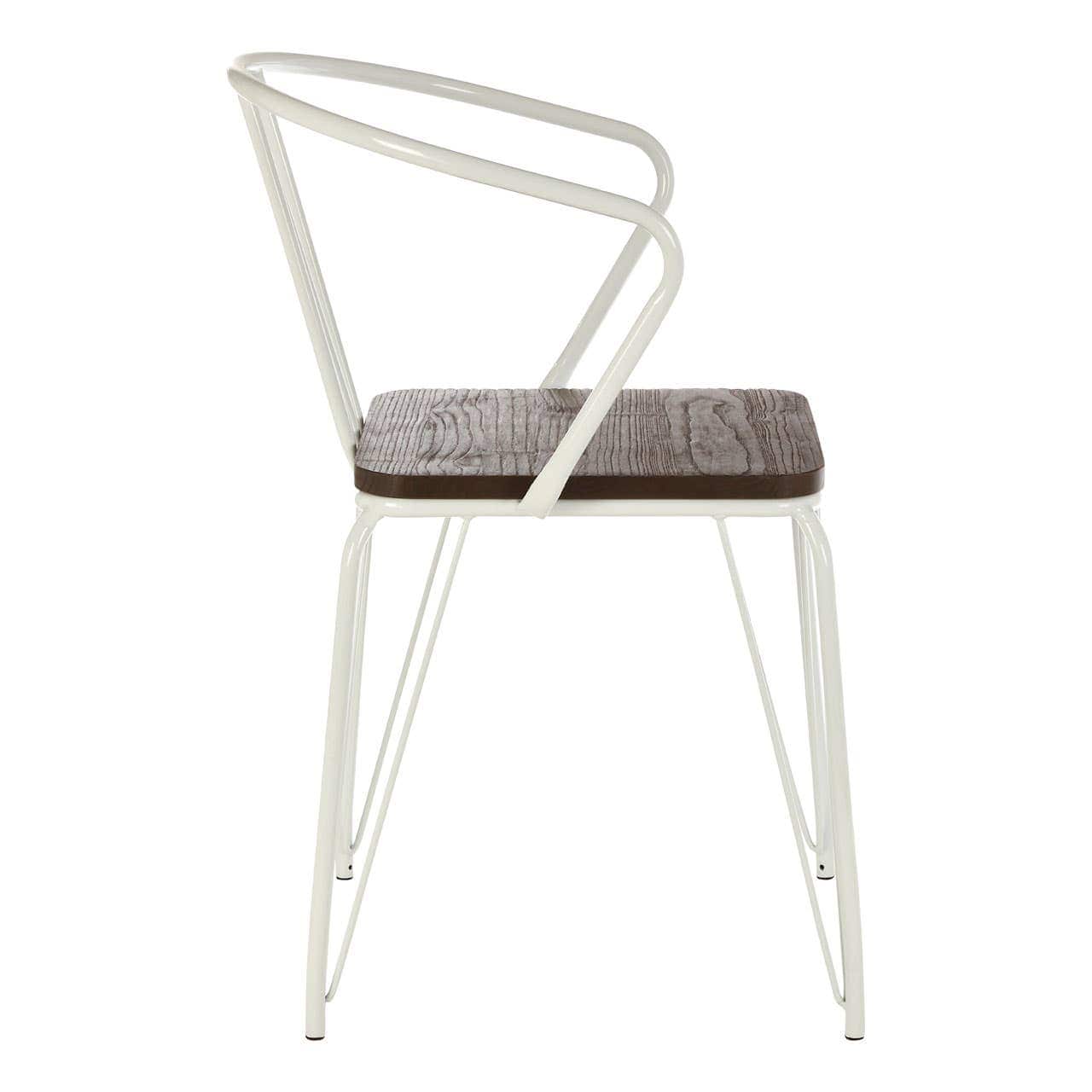 Noosa & Co. Living District White Metal And Elm Wood Arm Chair House of Isabella UK