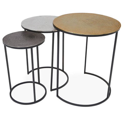 Noosa & Co. Living Elias Nest Of Three Hammered Metal Tables House of Isabella UK