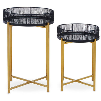 Noosa & Co. Living Enzo Set Of Two Black Wire And Gold Frame Tables House of Isabella UK