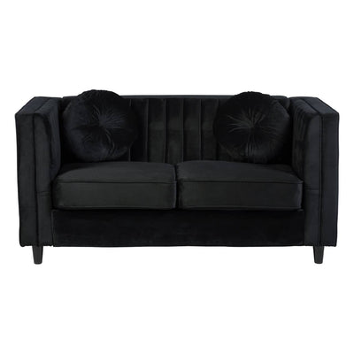 Noosa & Co. Living Farah 2 Seat Black Velvet Sofa House of Isabella UK