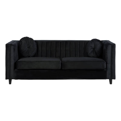 Noosa & Co. Living Farah 3 Seat Black Velvet Sofa House of Isabella UK