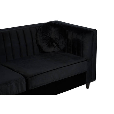 Noosa & Co. Living Farah 3 Seat Black Velvet Sofa House of Isabella UK