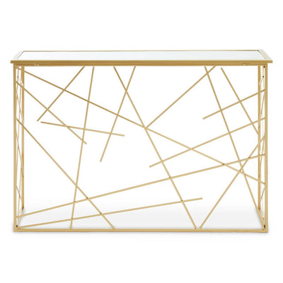 Noosa & Co. Living Farran Gold Finish Console Table With Mirror Top House of Isabella UK