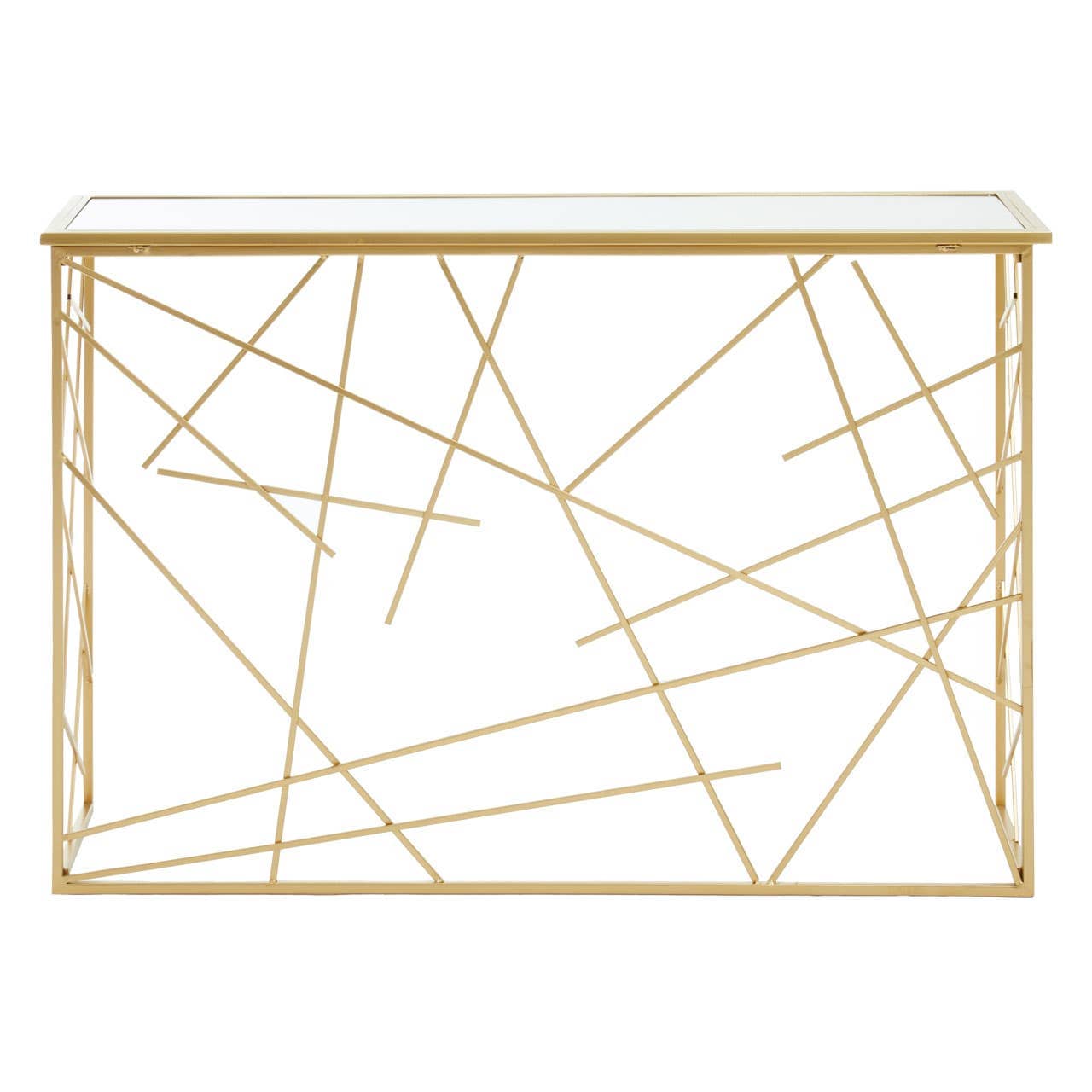 Noosa & Co. Living Farran Gold Finish Console Table With Mirror Top House of Isabella UK
