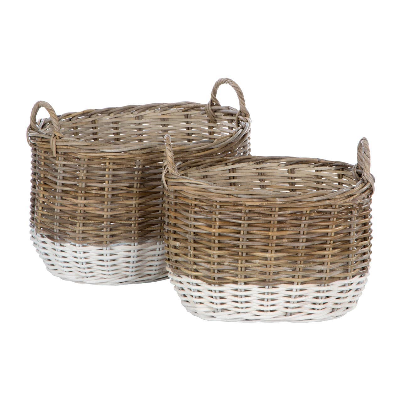 Noosa & Co. Living Hampstead Set Of Two Natural Rattan Oval Storage Baskets House of Isabella UK