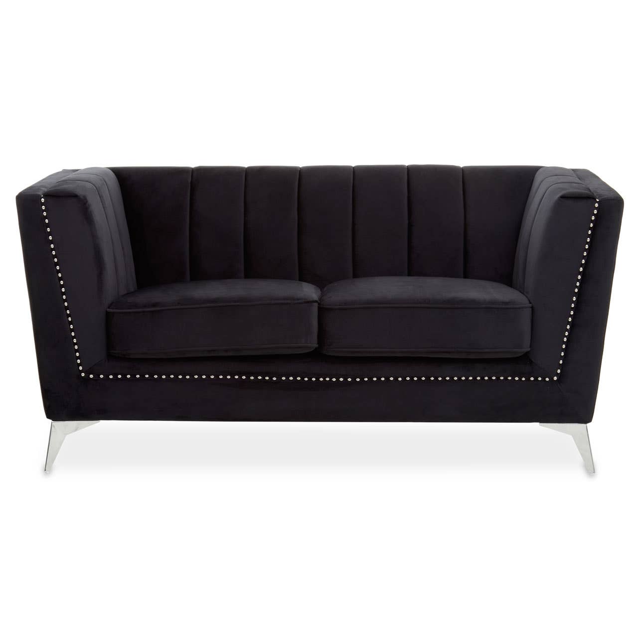 Noosa & Co. Living Hansa Two Seat Black Velvet Sofa House of Isabella UK