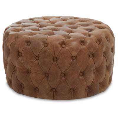 Noosa & Co. Living Hoxton Tufted Leather Round Ottoman House of Isabella UK