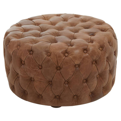 Noosa & Co. Living Hoxton Tufted Leather Round Ottoman House of Isabella UK