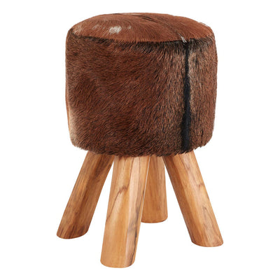 Noosa & Co. Living Inca Brown Goat Hide Round Stool House of Isabella UK