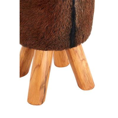 Noosa & Co. Living Inca Brown Goat Hide Round Stool House of Isabella UK
