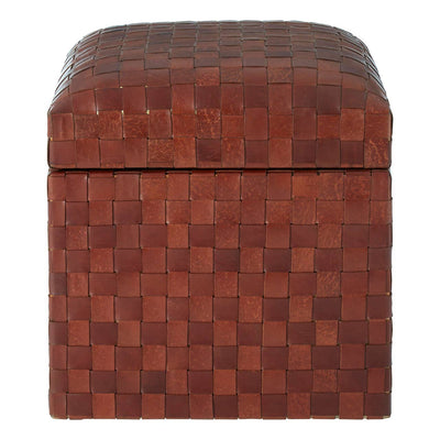 Noosa & Co. Living Inca Genuine Brown Leather Storage Stool House of Isabella UK