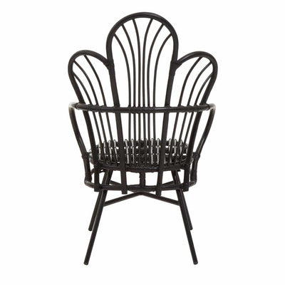 Noosa & Co. Living Java Black Natural Rattan And Black Metal Scalloped Back Chair House of Isabella UK