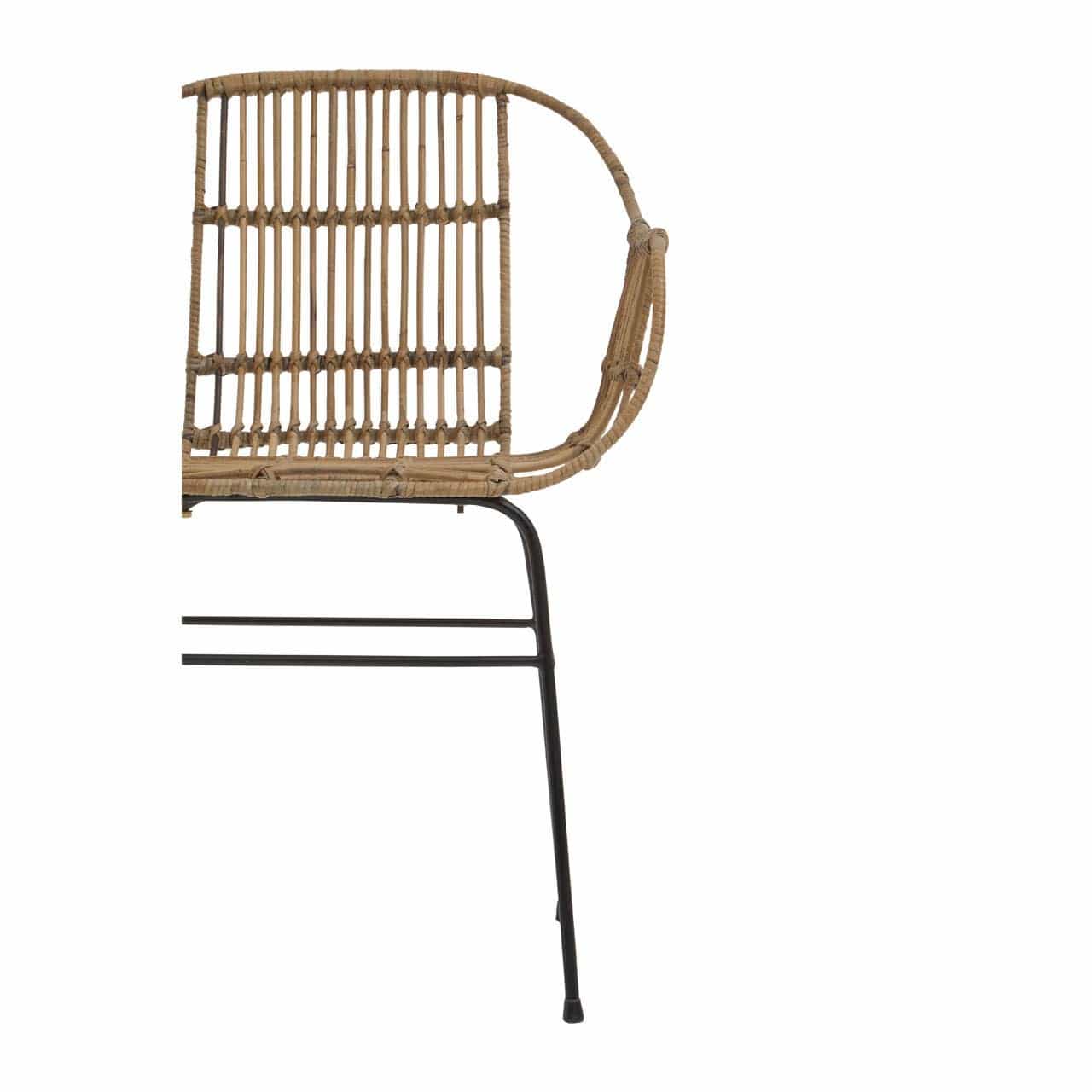 Noosa & Co. Living Java Natural Rattan With Black Metal Armchair Chair House of Isabella UK