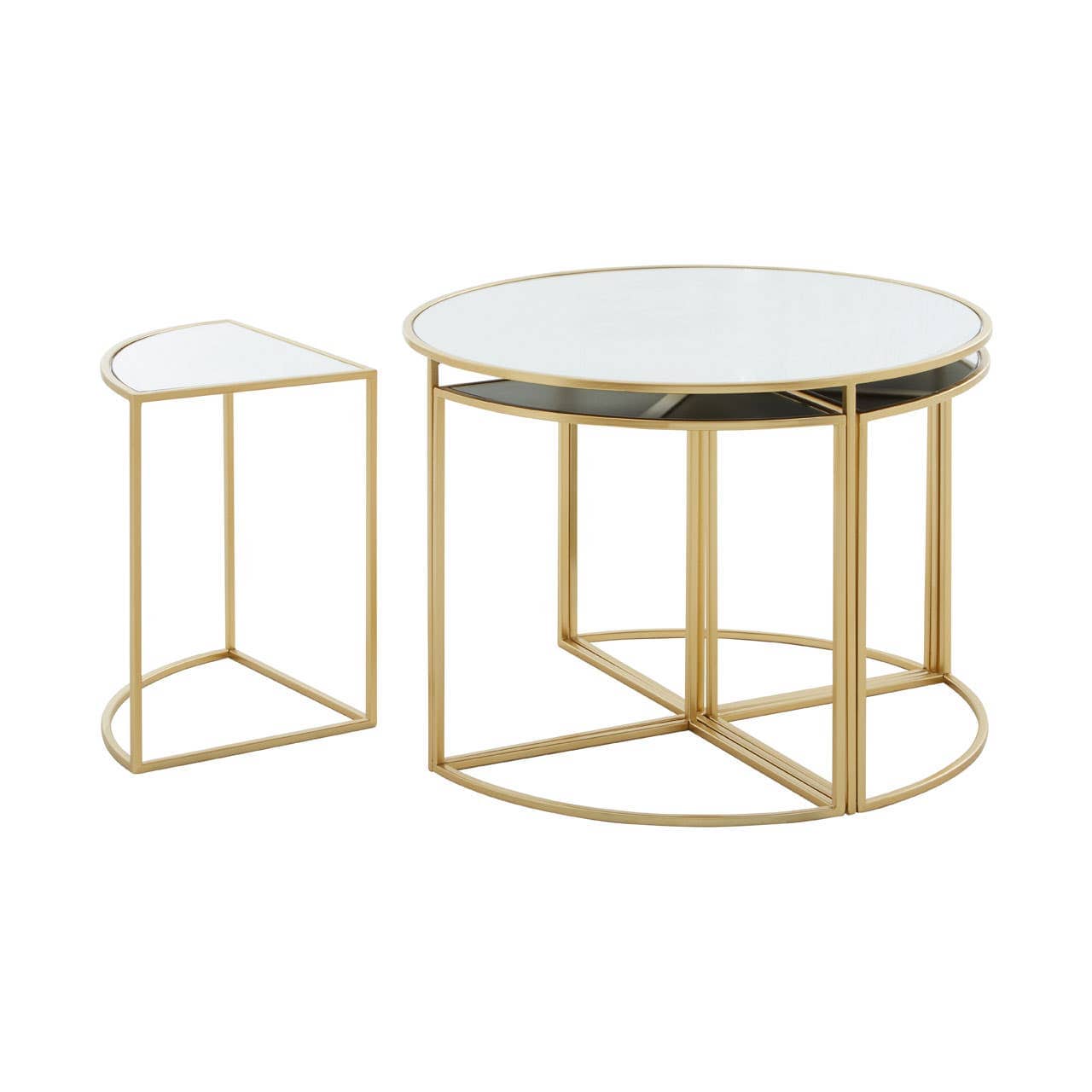Noosa & Co. Living Jolie Five Peice Nesting Tables Set With Mirrored Top And Gold Frames House of Isabella UK