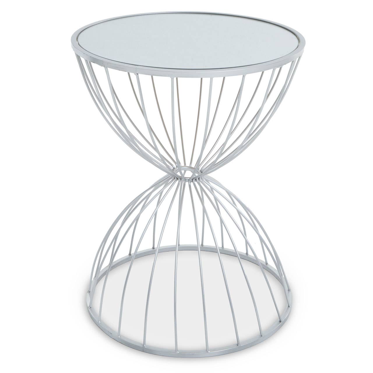 Noosa & Co. Living Jolie Hourglass Mirrored Top Silver Frame Side Table House of Isabella UK