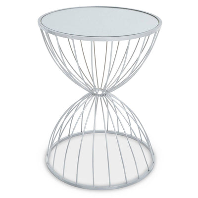 Noosa & Co. Living Jolie Hourglass Mirrored Top Silver Frame Side Table House of Isabella UK