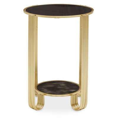 Noosa & Co. Living Jolie Round End Table Black Mirror And Gold Frame House of Isabella UK