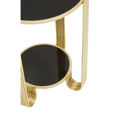 Noosa & Co. Living Jolie Round End Table Black Mirror And Gold Frame House of Isabella UK