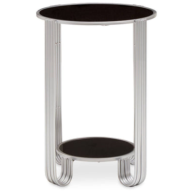 Noosa & Co. Living Jolie Round End Table Black Mirror And Silver Frame House of Isabella UK