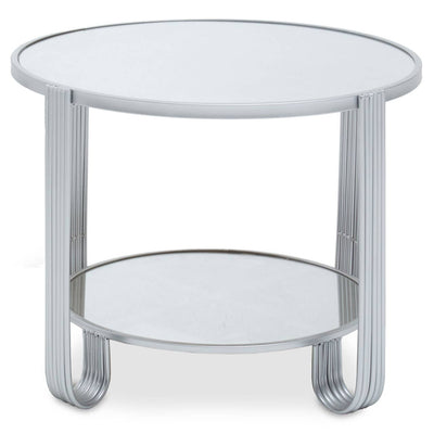 Noosa & Co. Living Jolie Round Mirrored Top Silver Frame Table House of Isabella UK