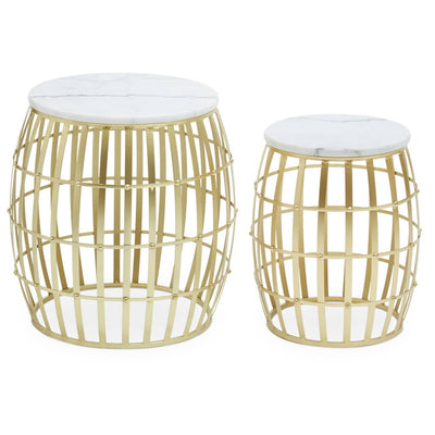 Noosa & Co. Living Jolie Set Of Two Round Table With White Marble And Gold Frame House of Isabella UK
