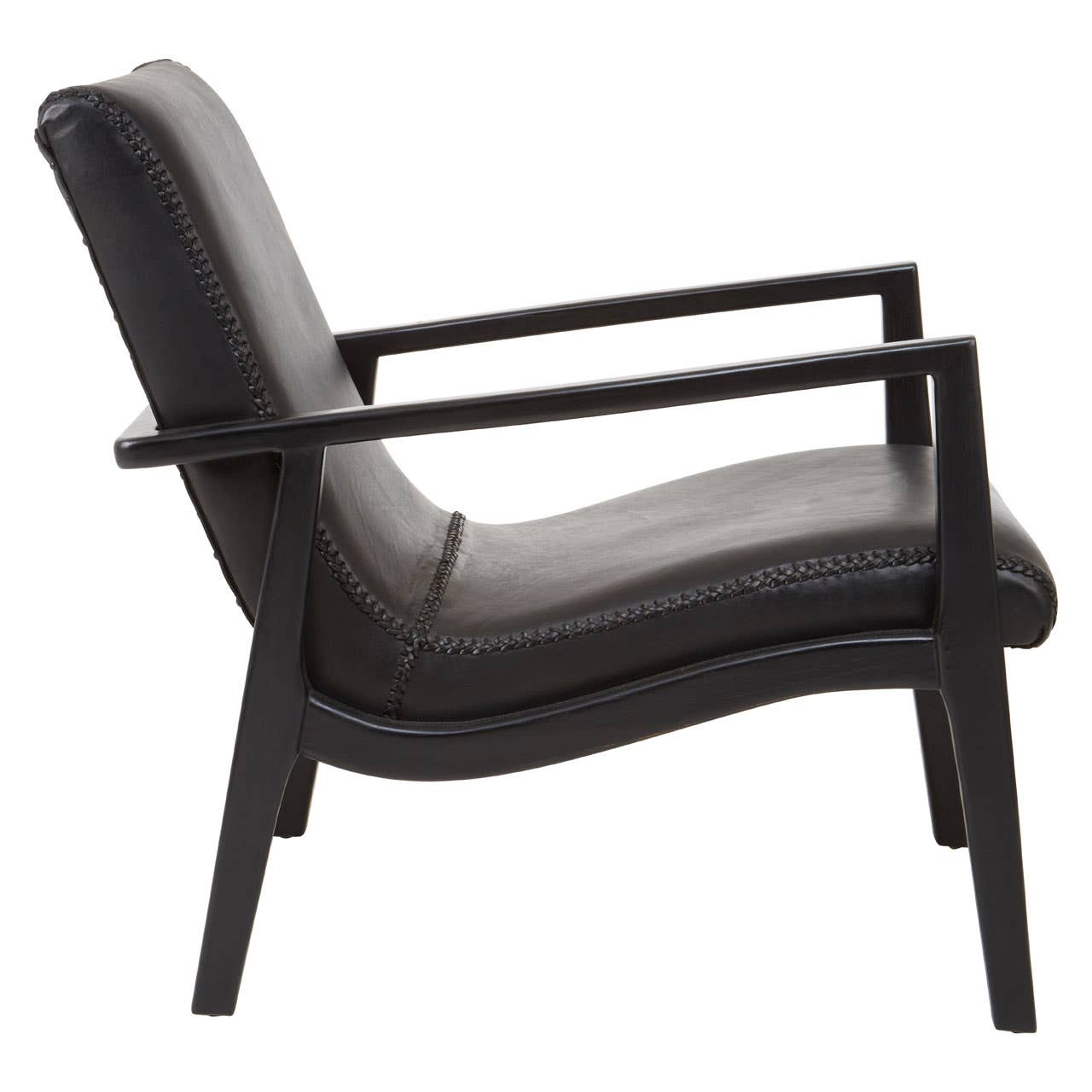 Noosa & Co. Living Kendari Black Leather And Black Teak Wood Chair House of Isabella UK