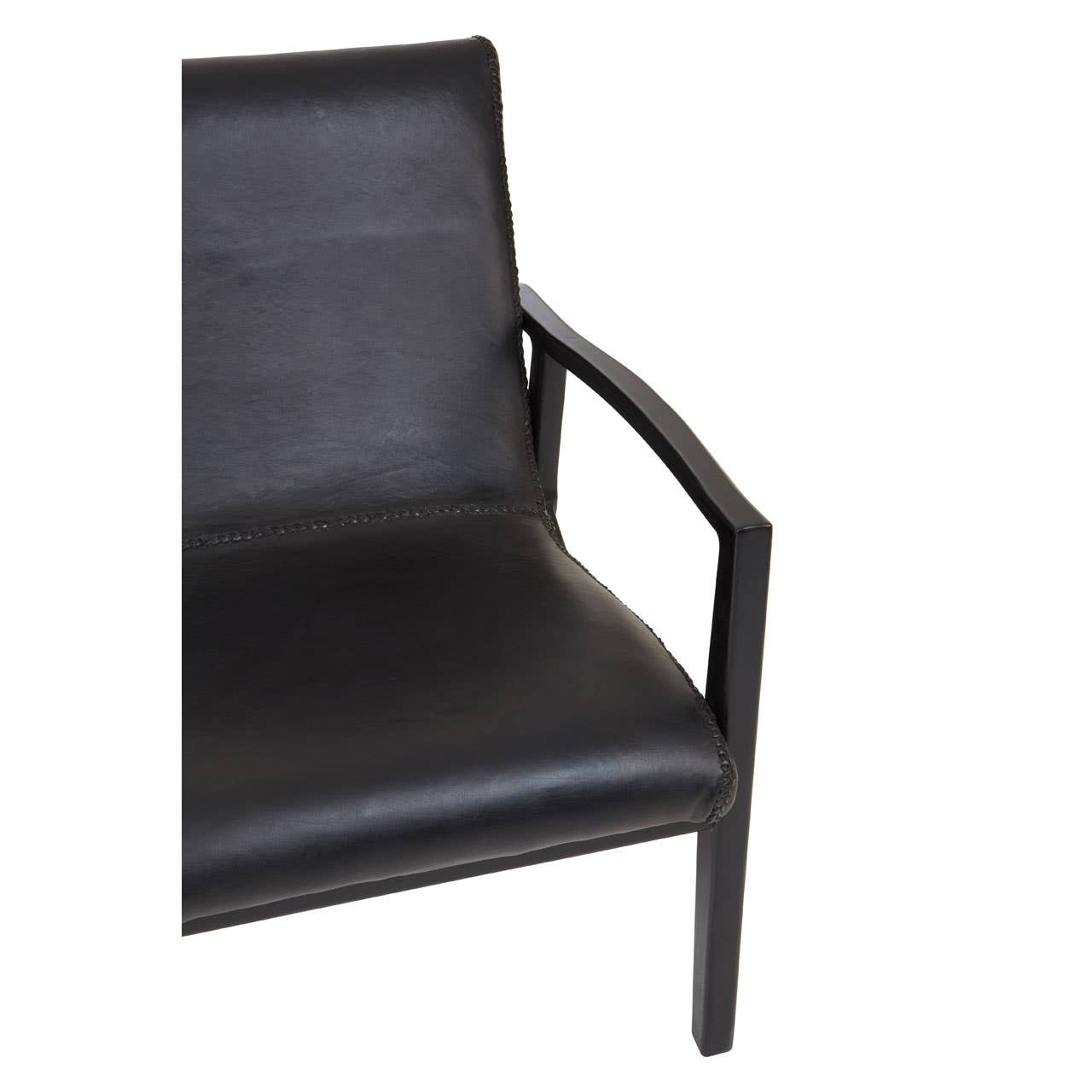 Noosa & Co. Living Kendari Black Leather And Black Teak Wood Chair House of Isabella UK