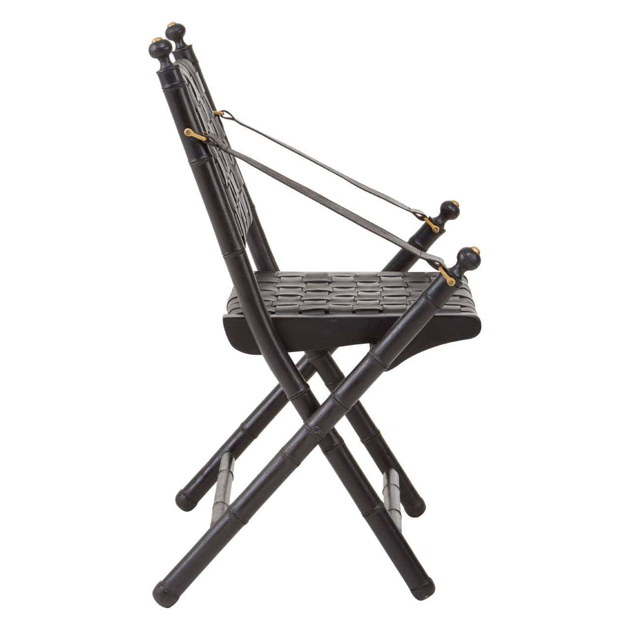 Noosa & Co. Living Kendari Black Strapped Leather And Black Teak Wood Chair House of Isabella UK