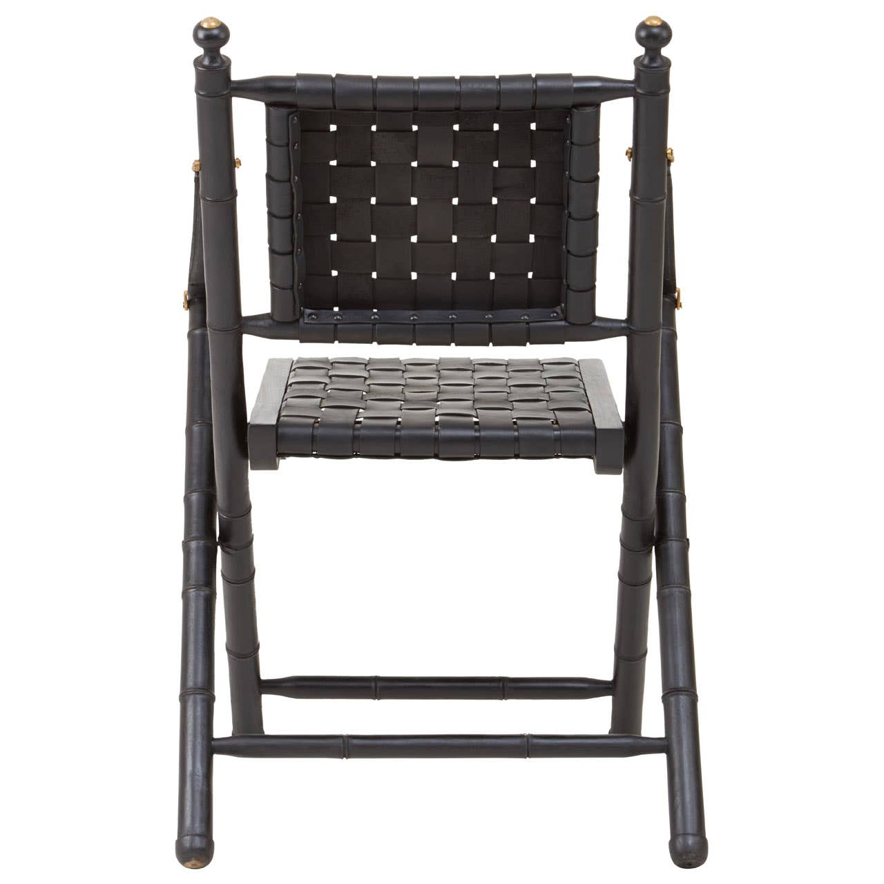Noosa & Co. Living Kendari Black Strapped Leather And Black Teak Wood Chair House of Isabella UK