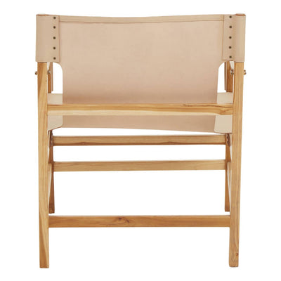 Noosa & Co. Living Kendari Cream Leather And Teak Wood Chair House of Isabella UK