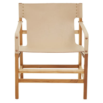 Noosa & Co. Living Kendari Cream Leather And Teak Wood Chair House of Isabella UK