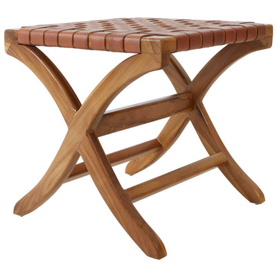 Noosa & Co. Living Kendari Stool With Brown Cow Leather Strap House of Isabella UK