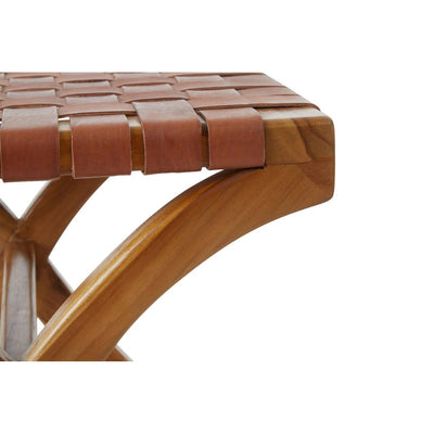 Noosa & Co. Living Kendari Stool With Brown Cow Leather Strap House of Isabella UK