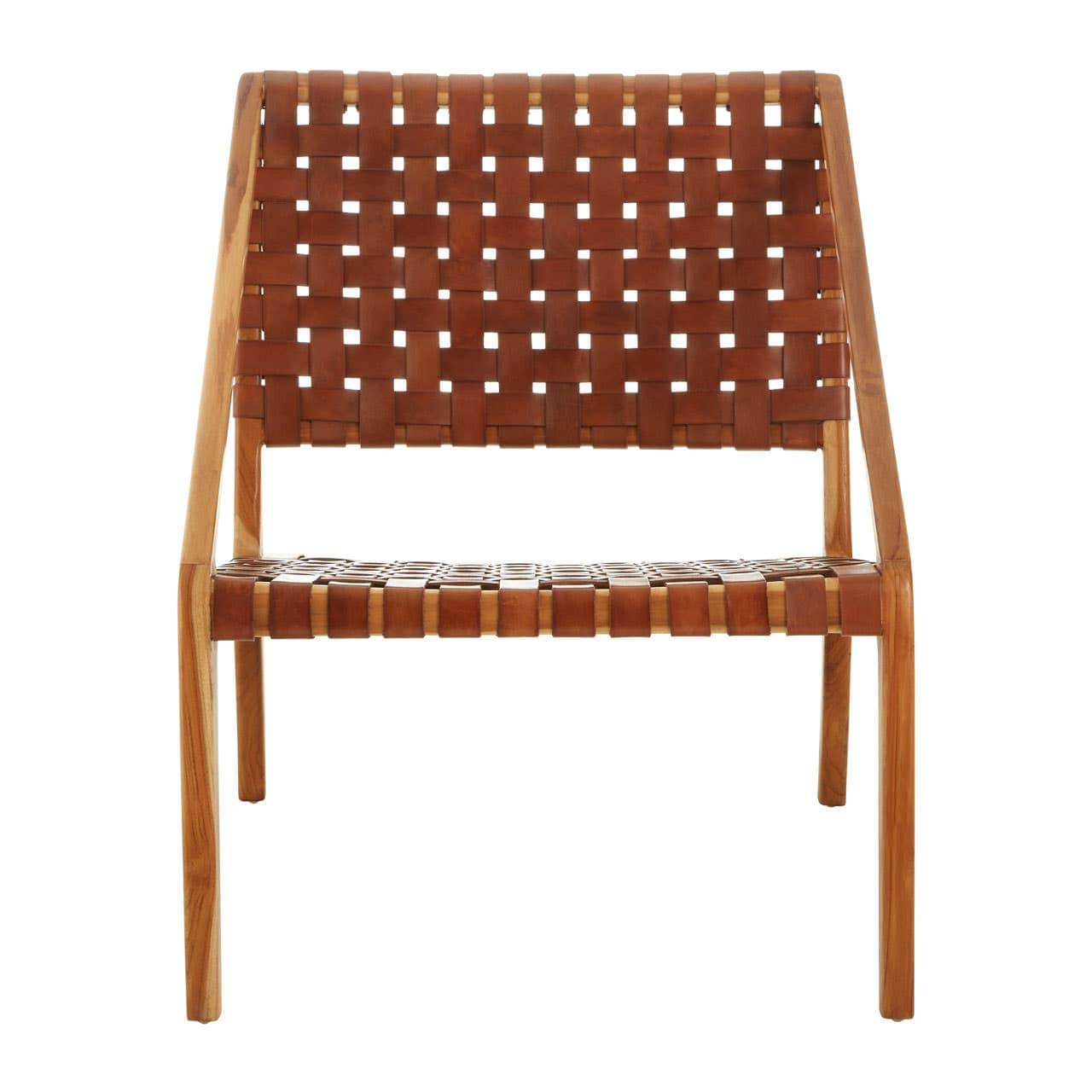 Noosa & Co. Living Kendari Tan Strapped Leather And Teak Chair House of Isabella UK