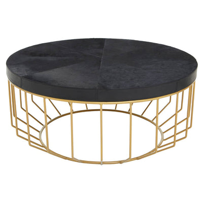Noosa & Co. Living Kensington Townhouse Hair On Hide Black And Gold Round Coffee Table House of Isabella UK