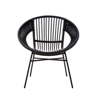 Noosa & Co. Living Lagom Black Natural Rattan And Iron Black Chair House of Isabella UK