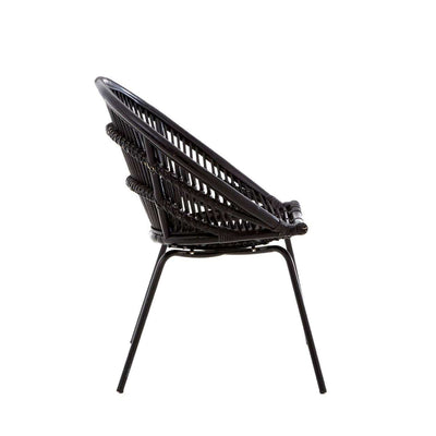 Noosa & Co. Living Lagom Black Natural Rattan Chair With Iron Legs House of Isabella UK