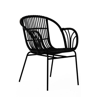 Noosa & Co. Living Lagom Black Natural Rattan Chair With Raised Sides House of Isabella UK